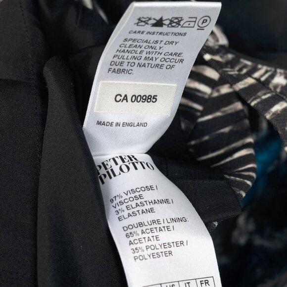 Peter Pilotto K Blue & Black Abstract Printed Crepe Handkerchief-Hem Skirt - Picture 11 of 12